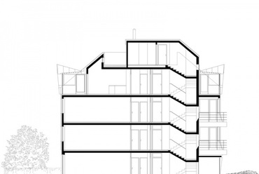 lépcsőházi metszet - budai társasház, vezető tervezők: Hőnich Henrik, Paládi-Kovács Ádám
