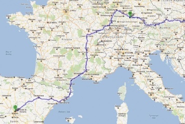 Az Odoo szállítási útvonala Budapest és Madrid között