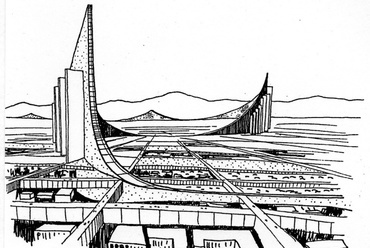 Kisho Kurokawa, Falalakú város terve, 1960, forrás: Noboru Kawazoe, Metabolism 1960: The Proposals for New Urbanism