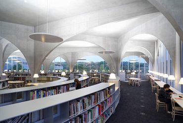 Tama Művészeti Egyetem könyvtára, forrás: Toyo Ito & Associates, Architects, fotó: Ishiguro Photographic Institute