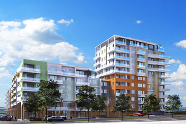 Városrét - 206 lakásos lakóépület és üzletek, látványterv