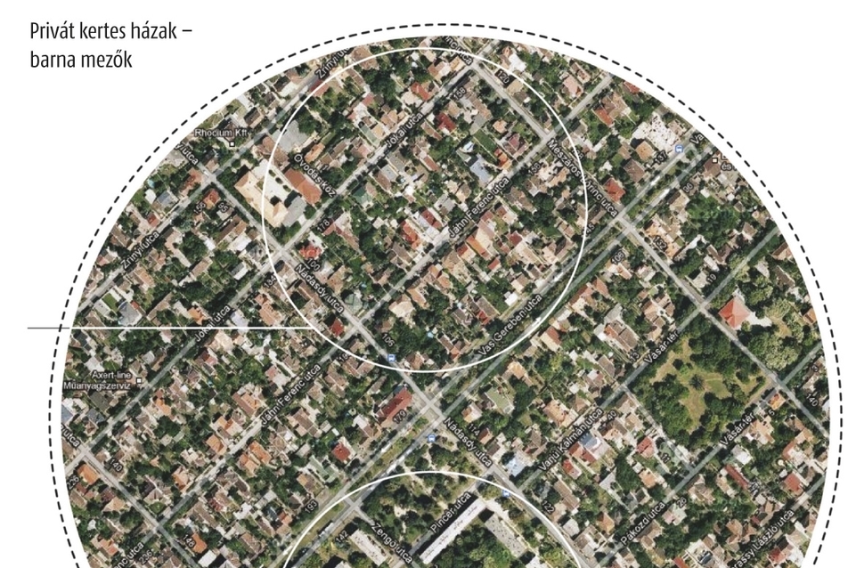 5. A Google Earth felvételen jól látható, hogy a lakótelepek zöldebbek mint a zöldnek hitt kertes családi házak övezete