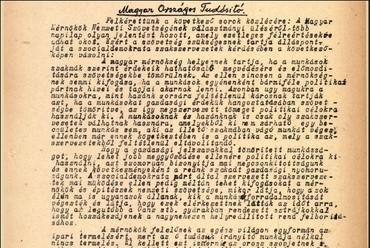 A Nemzeti Szövetség állásfoglalása a szakszervezeti mozgalomról, Magyar Országos Tudósító 1921, forrás: MTI archívum