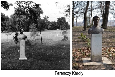 Ferenczy Károly szobra montázson és ma
