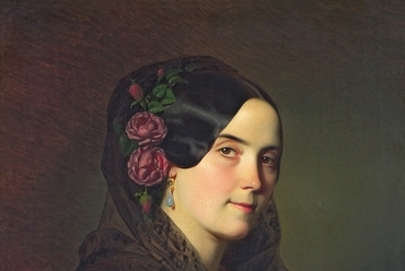 Borsos József (1821–1883): Fekete ruhás nő arcképe / Portrait of a Lady in a Black Dress, 1854 vászon, olaj, 63,5×51,5 cm