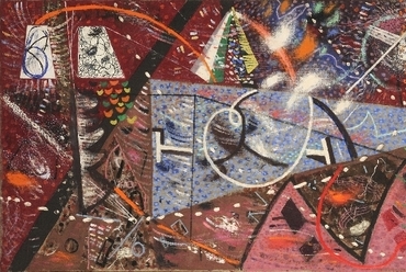 Lossonczy Tamás (1904–2009): Fájdalom és remény / Anguish and Hope, 1945  vászon, olaj, 78×200 cm