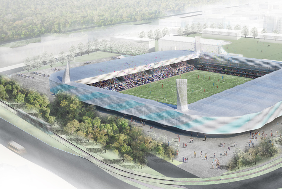 látványterv - MTK stadion - tervezők: azpml, sporaarchitects 