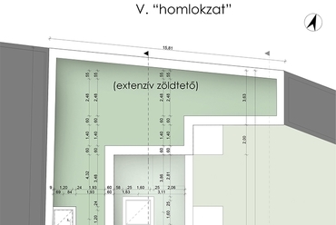 Cohousing, Debrecen - Tetőfelülnézet („V. homlokzat”) - tervező: Kiss Tamás