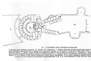a Citadella felső szintjének alaprajza - Radnai Lóránt: A Citadella. Képzőművészeti Alap Kiadóvállalata, Budapest, 1963.