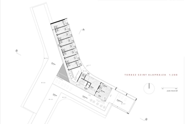 Sóstógyógyfürdő tervpályázat - terasz szint alaprajza - építészek: Lévai Tamás, Jószai Ágnes