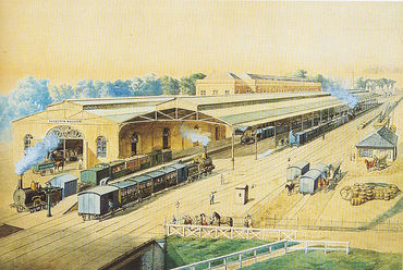 Az utrechti vasútállomás 1866-ban. Forrás: Wikipedia
