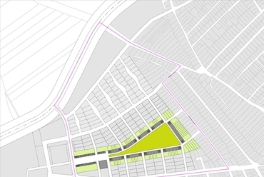 Paks, Pollack Mihály utcától északra fekvő lakóterület városrendezési és építészeti ötletpályázat - építész: Gerő Balázs