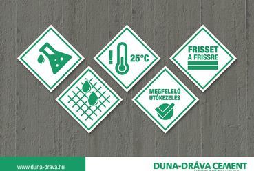 nyári betonozás piktogramok - forrás: Duna-Dráva Cement 