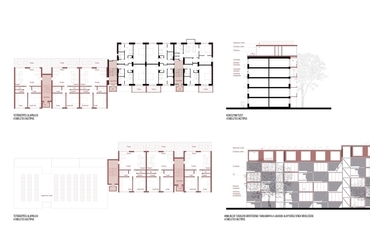 négyemeletes háztípus terve - József Attila lakótelep megújítása - építész: Gyökér András, Szabó Máté