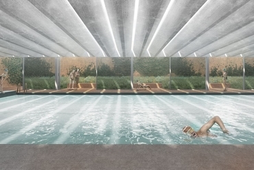 Az úszómedencéhez szervesen kapcsolódó kiemelt kert - építész: Archikon