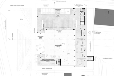 földszinti alaprajz, Könyvtár és tudásközpont Hódmezővásárhelyen - építész: TARKA Architects