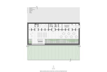 Közbenső szint alaprajz, Biogázfeldolgozó és látogatóközpont, Tervező: Kazi Zsolt, BME Építészmérnöki Kar, 2019.