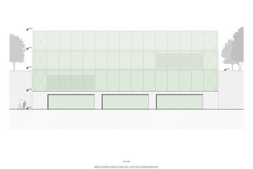 Déli homlokzat, Biogázfeldolgozó és látogatóközpont, Tervező: Kazi Zsolt, BME Építészmérnöki Kar, 2019.