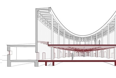 perspektív metszet, Ferences Rehabilitációs Központ - építész: Telek Zsófia