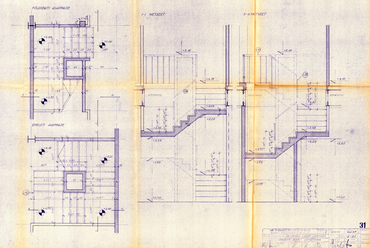 Kelenföldi városközpont, üzletház, órajavító műhely lépcsőterve. (Építész tervező: Bada József, 1973 – Lechner Tudásközpont, Dokumentációs Központ / Tervtár, Lakó- és Kommunális Épületeket Tervező Vállalat 