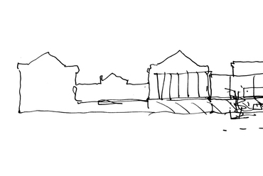 David Chipperfield skicce a Kupfergrabenre néző homlokzatról. Kép: David Chipperfield Architects