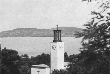 A balatonboglári katolikus templom. Forrás: Dr. Kotsis Iván: Épületek és tervek, Pósa Károly Könyvkereskedő Kiadása, Budapest, 1945 – Lechner Tudásközpont szakkönyvtára