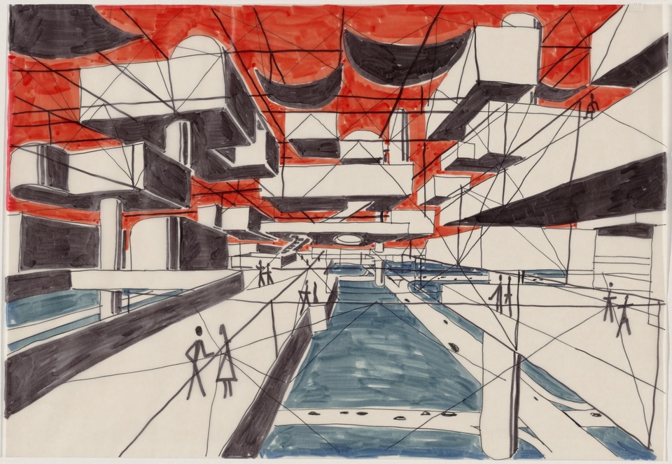 Yona Friedman városterve 1958-59-ből, Forrás: moma.org