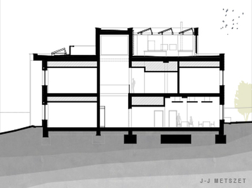 BME Balatonfüredi Tudáscentrum - terv: Patartics Zorán- J-J metszet