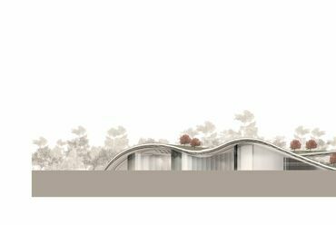 Homlokzat, Xian új pályaudvara, nemzetközi tervpályázat. Építészet: LAB5 architects