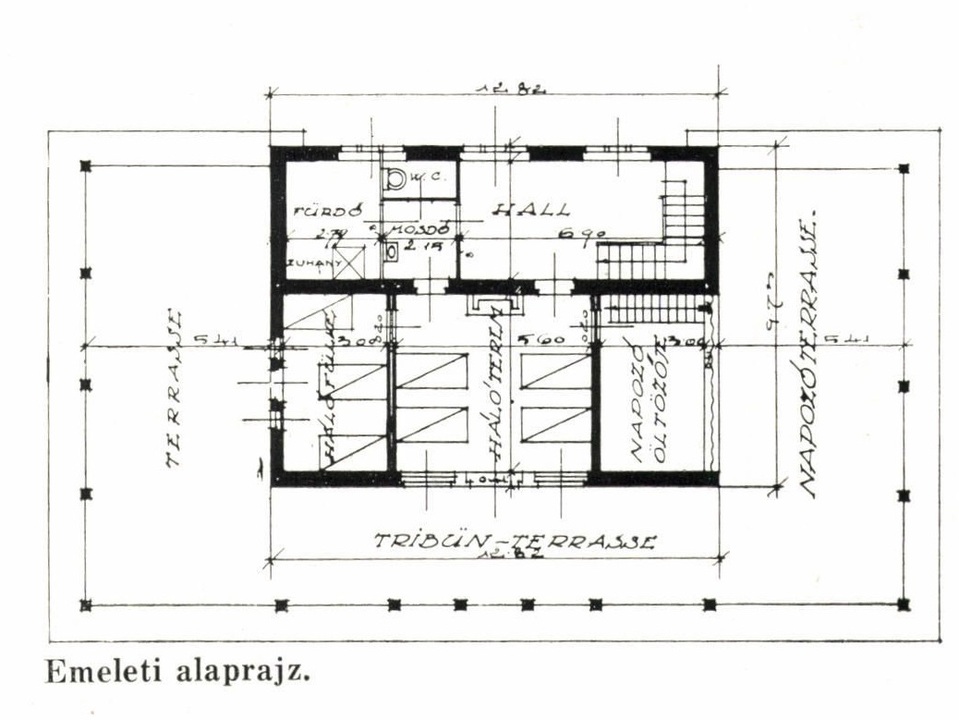 A sportklubház emeleti alaprajza. Tér és Forma 2 (1929) 3. 93.