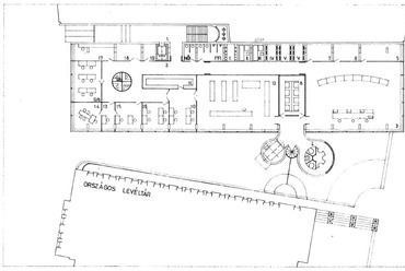 Országos Villamos Teherelosztó Központ, I. emeleti alaprajz. Forrás: Magyar Építőművészet, 1979/6.