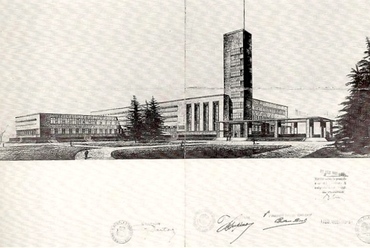 Giuseppe Vaccaro terve, La Facoltà di Ingegneria , 1933. Forrás: comune.bologna.it - archiviostorico