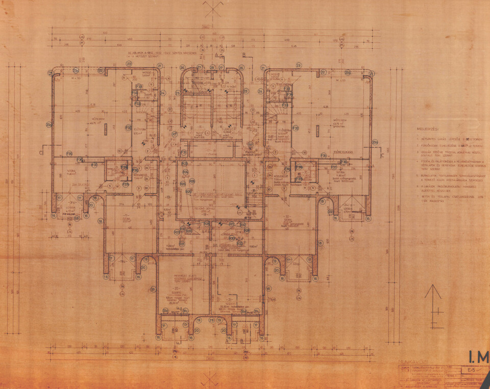A „42-es jelű víztározós magasház” XVIII. emeletének alaprajza – Lechner Tudásközpont, Dokumentációs Központ / Tervtár, TTI