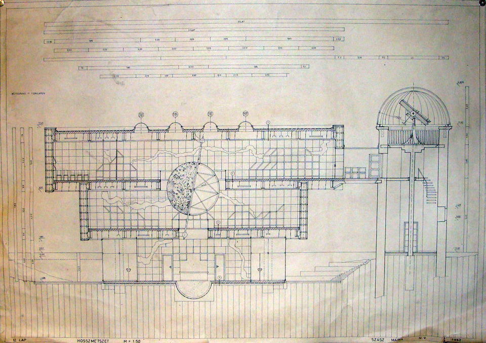 Szász Mária egyetemi terve a bicskei csillagvizsgáló rekonstrukciójára és planetáriummal való bővítésére, 1982