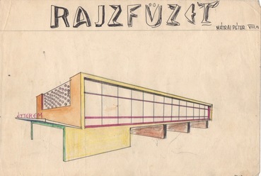 Az első lap, amelyre a büszke RAJZFÜZET felirat is felkerült, egy étterem tervével 1961-ből.