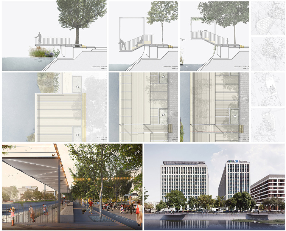 Reclaiming the River: 2. helyezett: helyezett: S.C. BAZA. Deschidem orașul SRL (Románia) és Interscalar (Hollandia)