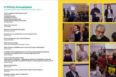 Közösségi tervezés konferencia és kerekasztal beszélgetés – emlékezetes mondatok – szervezők: Borsos Melinda és Dimitrijevic Tijana 