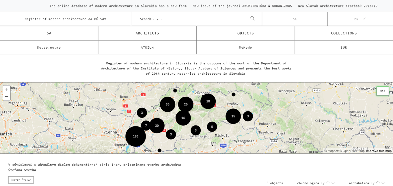 Register Architektury. Képernyőkép: Építészfórum