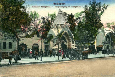 Budapest, az Állatkert főbejárata 1912 körül, tervező: Neuschloss Kornél (képeslap)