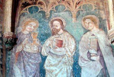 Aquila János freskóinak részlete a Szent Márton templomban, Mártonhely (Fotó: Wikimedia Commons)