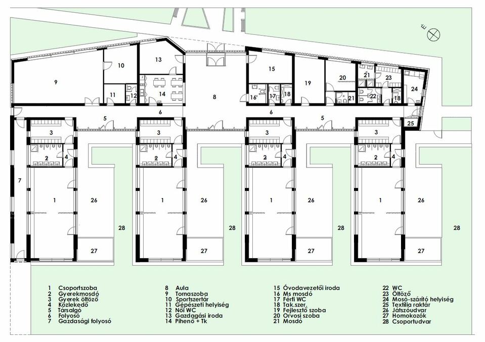 Négycsoportos óvoda – alaprajz – tervező: Paládi-Kovács Ádám, Lami Anna, Sándor Bálint