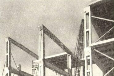 Kőbányai Könnyűipari Gyár, üzemi épület építése 1955 körül, tervező: Borbiró Miklós és Rózsa György (ÁÉTV) (Építés- és Közlekedéstudományi Közlemények, 1958. 2. kötet/188. o.)