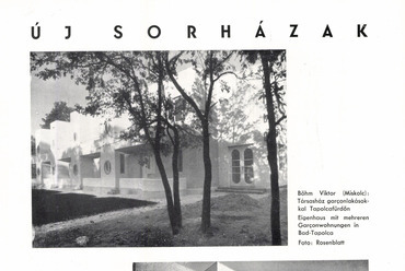 Miskolctapolca, társasnyaraló (tervező Bőhm Viktor, 1933), átépítve/újjáépítve. Az eredeti épület megjelenik Bőhm 1969-es kötetében, mint a ritmus példája. Forrás: Tér és forma (1934) 7(2) p. 58.