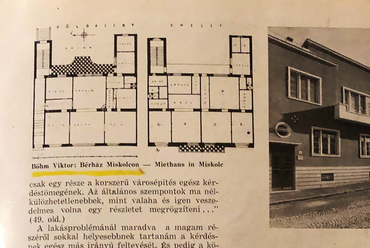 Csengey Gusztáv utca 5. alaprajza és fotója (tervező Bőhm Viktor, 1931), átépítés/lebontás előtt. Forrás: Tér és Forma (1932) 5(3) p. 80. Linda Bohm személyes archívuma