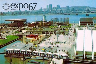 Az 1967-es montreáli expo madártávlatból. Forrás: képeslap