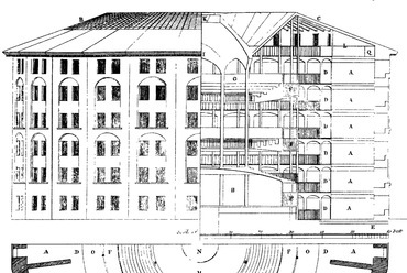 Willey Reveley panoptikon terve Jeremy Bentham leírása alapján, 1791. Forrás: WikiMedia Commons
