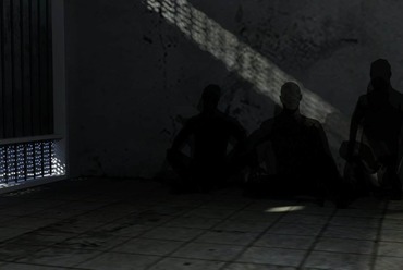 A szemtanúk elbeszélése alapján készített látvány a börtön egyik cellájáról. © FORENSIC ARCHITECTURE, 2021