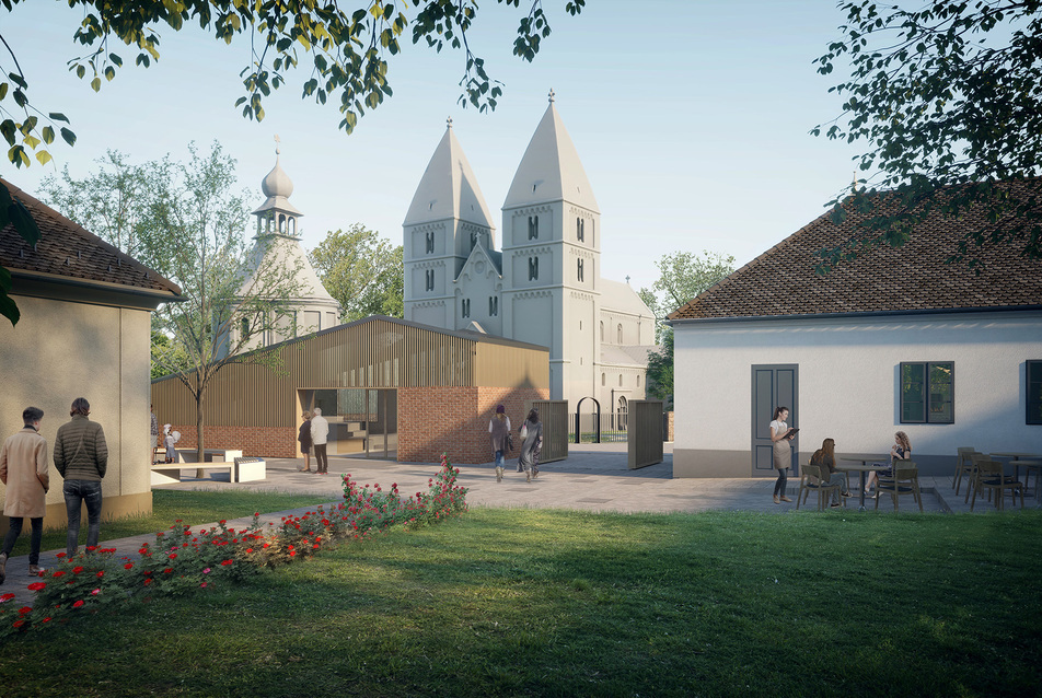 A CZITA Építész Iroda és az Open Air Design közös terve a jáki templomhoz tartozó épületegyüttes fejlesztésére