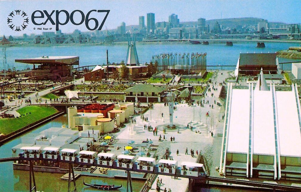 Az 1967-es montreáli expo madártávlatból. Forrás: képeslap