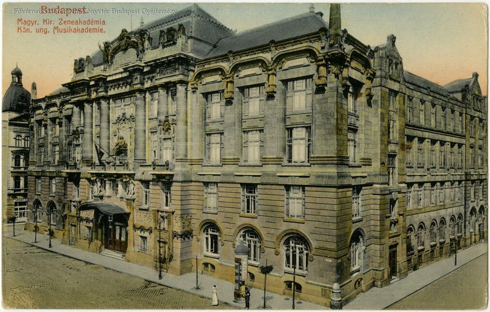 Budapest, Liszt Ferenc Zeneakadémia, 1910 körül, tervező: Korb Flóris és Giergl Kálmán (képeslap)